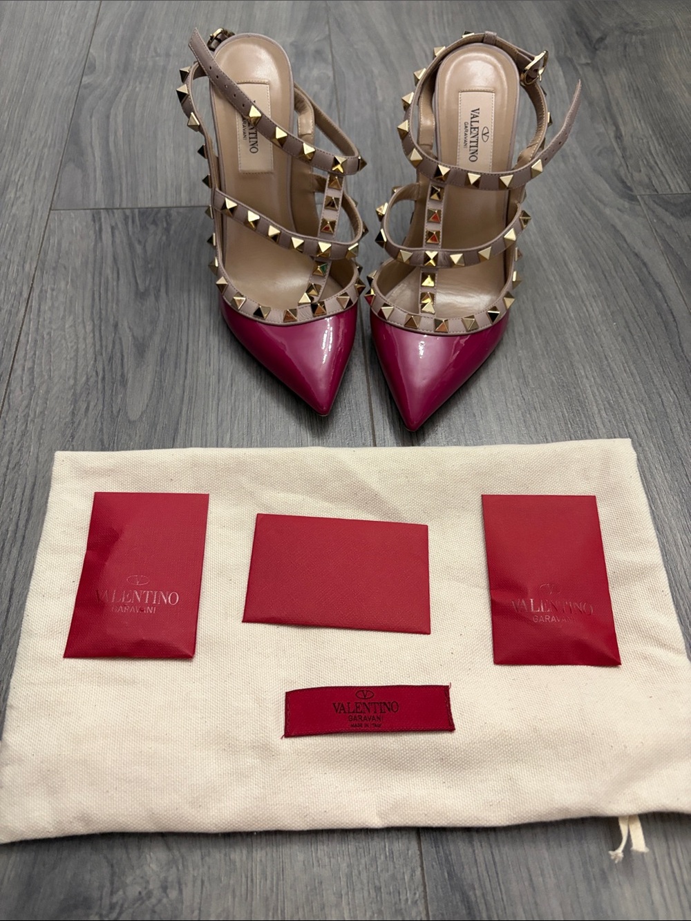 Valentino fuchsia rock studs in 35.5